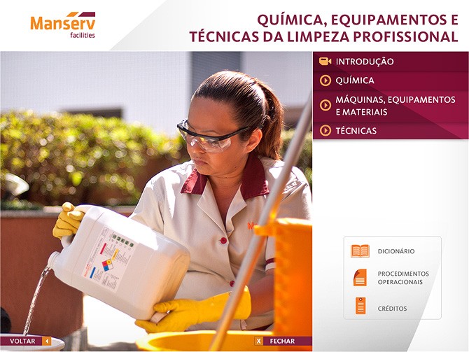 Treinamento de procedimentos operacionais de limpeza da Manserv