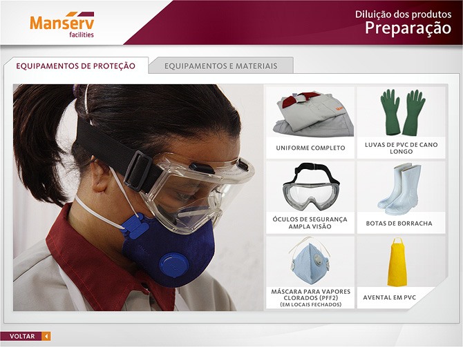Treinamento de procedimentos operacionais de limpeza da Manserv