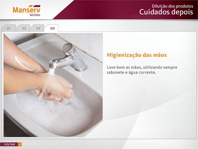 Treinamento de procedimentos operacionais de limpeza da Manserv