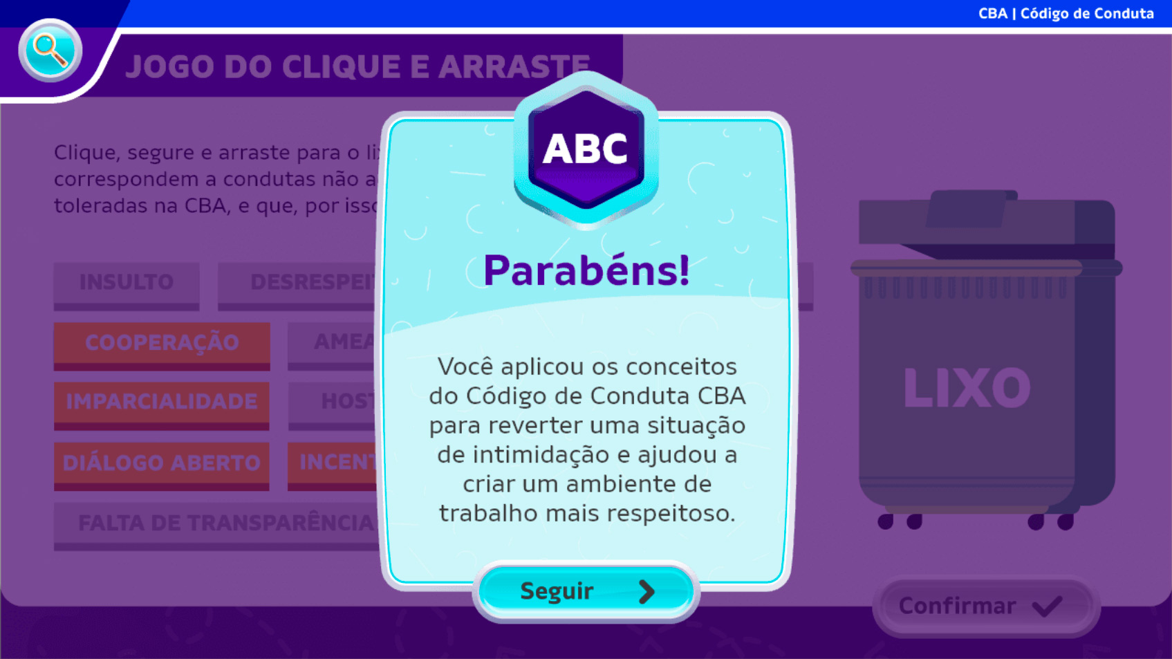 game de conduta cba